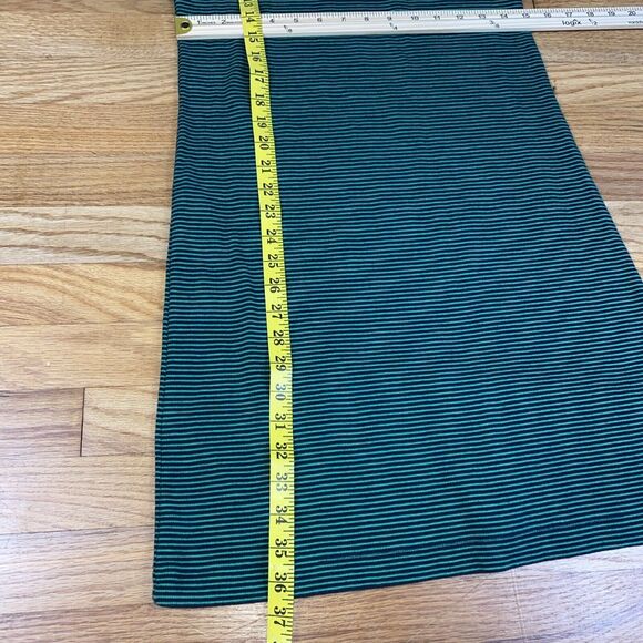 TALBOTS PETITES SP GREEN BLACK STRIPED COTTON SHEATH DRESS GOLD ZIPPERS - Picture 3 of 9